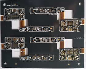 Rigid Flex PCB, RF PCB, black color PCB, gold finger rigid flex board